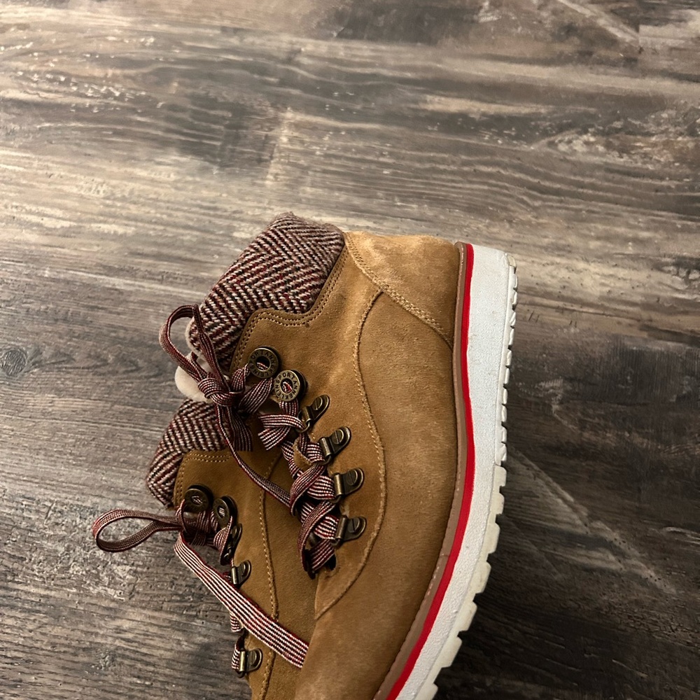 Tan and Red Hiking Boots
